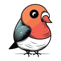 Vector hand drawn illustration of a cute little bird. Isolated on white background.