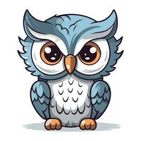 Owl cartoon character isolated on a white background. Vector illustration.