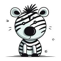 Zebra cute cartoon vector illustration isolated on a white background. Cute cartoon zebra.