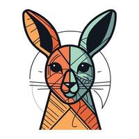 Vector illustration of a cute cartoon hare in the linear style.