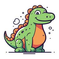 Cute cartoon dinosaur. Colorful vector illustration in flat style.