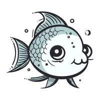 Cute cartoon fish. Vector illustration isolated on a white background.