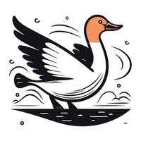 Vector illustration of a goose in a flat style on a white background