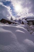 winter landscape in the french alps photo