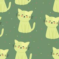 Seamless pattern with cute cartoon cats, for fabric prints, textiles, gift wrapping paper. colorful vector for children, flat style