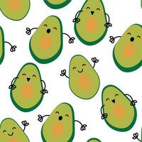 Seamless pattern with cartoon avocado, for fabric prints, textiles, gift wrapping paper. colorful vector for children, flat style