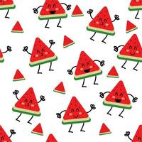 Seamless pattern with cute cartoon watermelons, for fabric prints, textiles, gift wrapping paper. colorful vector for children, flat style