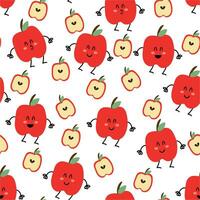 Seamless pattern with cute cartoon apples, for fabric prints, textiles, gift wrapping paper. colorful vector for children, flat style