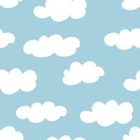 Seamless pattern with cute cartoon white clouds, for fabric prints, textiles, gift wrapping paper. colorful vector for children, flat style