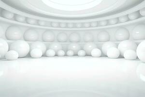 Abstract futuristic architecture background, Minimal technology white backdrop, Generative AI photo