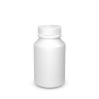 White plastic bottle template isolated on white background. Container for pills. Vector illustation