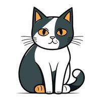 Vector illustration of a cat sitting on a white background. Cute cartoon cat.