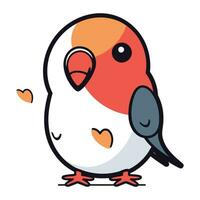 Vector illustration of a cute cartoon parrot with heart on its beak.