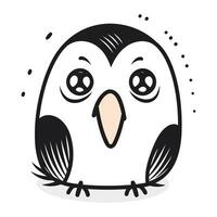 Cute cartoon penguin. Hand drawn vector illustration in flat style