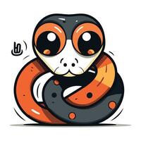 Cute snake in a ring. Cartoon character. Vector illustration.