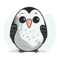 Cute penguin. Hand drawn vector illustration isolated on white background.