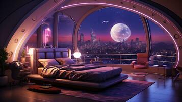 futuristic retreat, digital art illustration, Generative AI photo