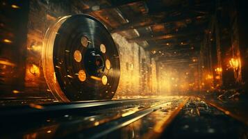 grunge film reel symphony, digital art illustration, Generative AI photo