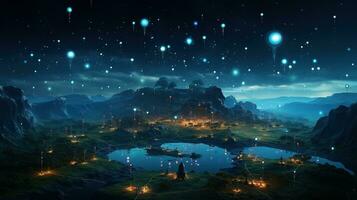 geolocation universe, digital art illustration, Generative AI photo