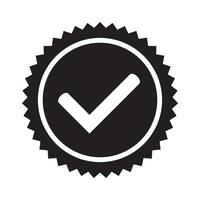 Yes round stamp icon. Seal with check mark icon. Symbol of approval. Approved icon. vector