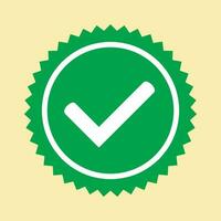 Approved icon. Green approved star sticker. Profile Verification. Accept badge. Green tick symbol, icon, sign in green color. Done. Confirmed account icon. Green check mark. vector