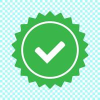 Checkmark vector icon in star badge. Symbol of approval.