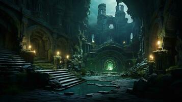realm secrets of ancient city, digital art illustration, Generative AI photo