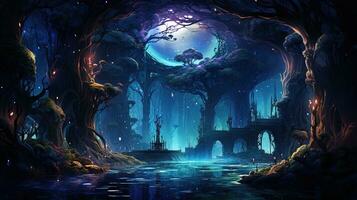 virtual wonderland, digital art illustration, Generative AI photo