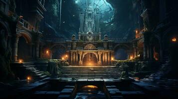 realm secrets of ancient city, digital art illustration, Generative AI photo
