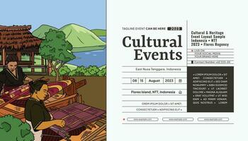 Creative Cultural design layout template background with Indonesian illustration of East Nusa Tenggara vector