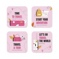 Travel stickers collection vector