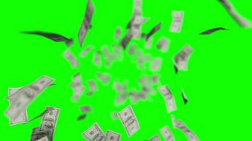 green screen banknote dollar spin fly through video