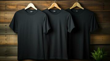 Photo black tshirts with copy space mockup Generative AI