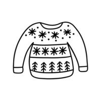 Winter knitted sweater with snowflakes. Vector