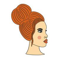 Beautiful red haired girl. Profile view. Vector