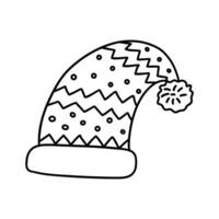 Santa Claus hat on white background. Vector doodle