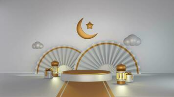 3d blanc Contexte avec ramadhan vente minimaliste podium, adapté pour produit promotion video