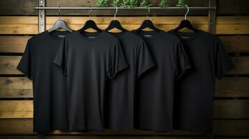 Photo black tshirts with copy space mockup Generative AI