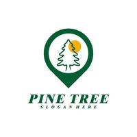Pine Tree with Point logo design vector. Creative Pine Tree logo concepts template vector