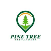 Pine Tree with Point logo design vector. Creative Pine Tree logo concepts template vector