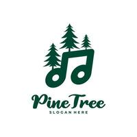 Pine Tree with Note Music logo design vector. Creative Pine Tree logo concepts template vector