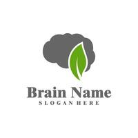 Nature Brain logo design vector. Creative Brain with Leaf logo concepts template vector