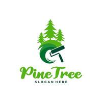 Pine Tree with Paint logo design vector. Creative Pine Tree logo concepts template vector