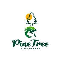 Pine Tree with Paint logo design vector. Creative Pine Tree logo concepts template vector