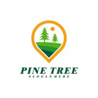 Pine Tree with Point logo design vector. Creative Pine Tree logo concepts template vector