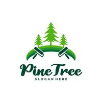 Pine Tree with Paint logo design vector. Creative Pine Tree logo concepts template vector