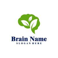 Nature Brain logo design vector. Creative Brain with Leaf logo concepts template vector