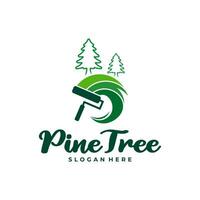 Pine Tree with Paint logo design vector. Creative Pine Tree logo concepts template vector