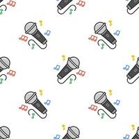 Microphone seamless pattern on white background. vector