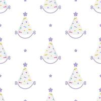 Cute Party hats seamless pattern on white background. vector